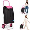 BAKAJI Carrello per la spesa Trolley portatutto POSEIDON con Vano Termico Portaoggetti da 35 Litri, Carrellino Portaspesa Borsa Termica Integrata e Ruote Silenziose in EVA, 36 x 30 x 90 cm (Rosa)
