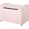HOMCOM Cassapanca Portagiochi in Legno, Panca Contenitore per Cameretta Coperchio con Pistone Pneumatico, 60x40x48cm, Rosa