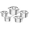 ZWILLING Passion batteria di pentole acciaio inox 5 pezzi, adatta all'induzione, non rivestita, acciaio inox, argento