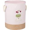 WENKO Cesto per biancheria Kids Greta rosa, sacco per biancheria rotondo per bambini rosa moderno con graziose giraffe stampate e due manici di cotone, scomparto con 63 litri di capienza, Ø 40 x 50 cm