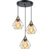 iDEGU 3 Luci Lampadario a Sospensione Vintage Lampada a Sospensione Industriale in Metallo E27 Lampada da Soffitto Design Gabbia Retrò Lampadario per Camera da Letto, Soggiorno, Cucina (Bronzo, Tondo)