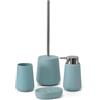 Inbagno Set Accessori Bagno 4 Pezzi In Ceramica Turchese E Cromo - Dispenser Sapone, Portaspazzolini, Portasapone E Porta scopino WC Antibatterico - Linea Sidney