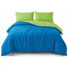 INTRECCI Parure Copripiumino Bicolore Matrimoniale, 100% Cotone, Sacco Copripiumino 255x240 cm + 2 Federe 52x82 cm, Versatile e Confortevole, Petrolio/Verde Acido