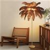 Generico Lampada da Terra in Piuma di Struzzo, Piantana Lampada da Terra Salotto Dimmerabile con 3 Temperature di Colore, Lampade da Terra Design in Oro con Interruttore a PedaleBrown,M
