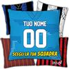 Babloo Cuscino con Imbottitura Tifoso Personalizzabile con Colori Squadra di Calcio del Cuore Personalizzato con Nome e Numero Idea Regalo Festa del Papà (50X50cm)
