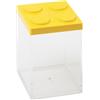 OMADA Design Contenitore Confettata per Confetti o Caramelle, Tipo Mattoncino, in Plastica Trasparente e Coperchio Colorato - 1000 ml - 10x10x15,5 cm