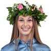 coronedilaurea.com Corona di alloro per laurea con roselline rosa stabilizzate e Gypsophia - corona di laurea in alloro fresco fatta a mano in Italia - roselline stabilizzate, velo da sposa fresco e fiocchetti in raso.