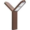 TAO LUCE FLOWER Double, Faro LED da Esterno con Doppia Emissione Luminosa, Finitura Corten, Design Architettonico a Forma di Y, 24W, 2400 Lumen, IP66, Altezza 58,5 cm