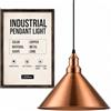 LEDSone Lampadario a sospensione in rame, stile vintage, moderno, a forma di cono industriale, ideale per sala da pranzo, bar, club e ristoranti, base E27 (rame)