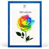 MG Design Cornice portafoto A3 29,7 x 42 cm - Cornice in legno Blu con vetro acrilico infrangibile, verticale e orizzontale con fissaggio a parete stabile