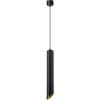 damastoreitalia Lampadario a sospensione cilindrico in alluminio nero con interno oro, attacco GU10, cavo regolabile fino a 200 cm, Ø 5,5 cm, altezza corpo 30 cm - Design moderno minimalista (Nero)
