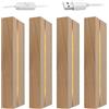 QENETY Base in legno illuminata a LED, base per display con luci a LED, 10 cm, piedistallo rettangolare per decorazione della casa in vetro cristallo e resina (4 pezzi)