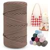 LEREATI Cordino per Borse Uncinetto, Corda Macrame 4mm x 150m Filo Macrame Corda in Poliestere, Fettuccia per Borse a Uncinetto Arazzo da Parete Maglieria Decorazioni Fai da Te (Cammello Scuro)