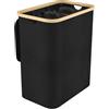 LARS360 Cesto per la Biancheria a 3 Scomparti, Cesto per Biancheria con Coperchio, 140L, Cesto Compatto, Cesto Pieghevole per la Biancheria, Organizzatore per Biancheria (Nero)