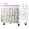 e-wicker24 Alles aus Weide Cassapanca portabiancheria rettangolare, cestino in vimini con ruote e fodera in tessuto, contenitore vimini, cestino, scatola , 1249-62/W/O