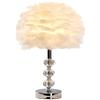 GUANSHAN Lampada da tavolo in piuma bianca con base in asta di cristallo Elegante lampada da tavolo con paralume in piuma Illuminazione decorativa da comodino per camera da letto, soggiorno