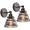 iDEGU 2 pezzi Lampade da Parete Industriale Vintage Orientabile Applique da Parete Interno Plafoniere Design Spirale in Metallo Moderno E27 Lampadari per Camera da Letto Soggiorno Cucina (Nero)