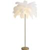 Generico Lampada da Terra in Piuma di Struzzo, Piantana Lampada da Terra Salotto Dimmerabile con 3 Temperature di Colore, Lampade da Terra Design in Oro con Interruttore a PedaleWhite,A