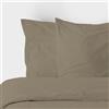Corredocasa Set Copripiumino Singolo in Cotone Morbidissimo, Made in Italy - Invernale, Tinta Unita con Sacco per Piumone e 1 Federa - Traspirante e Facile da Lavare (Tortora, Singolo)