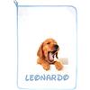 ALMATEX SRL SET ASILO PERSONALIZZATO CON NOME asciugamano cm.40x55 PERSONALIZZATO Made in Italy - CONSEGNA TEMPESTIVA (CANE AZZURRO)