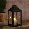 Lights4fun Lanterna Decorativa in Metallo Nero con candela a LED, per Esterni, Giardino, Balcone, Terrazza, con Telecomando