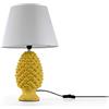 Gicos Lampada lumetto forma pigna con base in ceramica colore giallo cappa bianca 45CM cm attacco lampada E14 TOR-830693