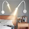 TZSMUM Lettura Luce da Parete con Interruttore LED 2W Lampada da Parete 3000K/4000K/6000K Applique da Parete 360° Regolabile Lampada Collo Oca Flessibile Faretto da Lettura (Bianco Luce Neutra,2 Pezzi)