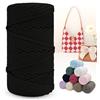 LEREATI Cordino per Borse Uncinetto, Corda Macrame 4mm x 150m Filo Macrame Corda in Poliestere, Fettuccia per Borse a Uncinetto Arazzo da Parete Maglieria Decorazioni Fai da Te (Nero)