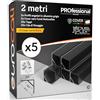 Eurocali Profilo Alluminio Angolare per Strisce LED con copertura Professionale Nera Made in Italy MedusaFlex CUBO in Policarbonato - Pacco da 5 (10m) 2000 x 15.8 x 15.8mm - Cover standard opaca inclusa