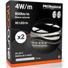 Eurocali Striscia LED 5 metri Professionale 24V 20W 4 W/mt - KIT con 2 Strisce Monocolore da 450 LED 90 LED/mt e 4000 Lumen 800 Lm/mt 200 lm/W - Luce Bianco Naturale 4000K (Pacco 2 Bobine da 5mt)
