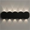 BAKAJI Applique da Muro con 10 Led, Lampada da Parete 5 Elementi per Interni ed Esterni, Design Moderno Ideale Casa, Ufficio, Giardino, Bar, Ristorante, 26 x 8 x 3 cm (Nero, Luce Bianco Freddo)