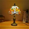 Dihou88 Lampada da tavolo in stile Tiffany, lampada antica in vetro colorato, piccola lampada da lettura antica in stile libellula per l'arredamento del soggiorno e della camera da letto(B)