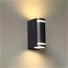 damastoreitalia Lampada da Parete LED IP54, Alluminio, Vetro, GU10, Effetto Luminoso Biemissione (Nero - cilindrico)