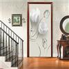 A.Monamour Adesivo Porta Autoadesiva Fiori Bianchi Sfondo Arte Moderna Vinile PVC Adesivi per Porte Interne 3D Pellicola Adesiva Poster Sticker Murale Decorazione da Parete Carta da Parati