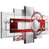 B&D XXL - Quadro Astratto Ruota 200x100 cm 5 Pezzi - Stampa su Tela Strutturata Grande - Quadri Moderni Componibili Camera da Letto Matrimoniale - Stampe da Parete - rosso grigio a-A-0140-b-n