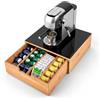 BRICOZONE Cassetto Porta Cialde in Bambù Con Ripiano in Vetro Organizer Per Capsule Caffè Con 4 Scomparti Salvaspazio Elegante Per Angolo Caffè