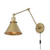 HKLY Applique Da Parete Vintage Industriale, Lampada a Muro Estensibile A Lungo Braccio Retrò, Luce di Lettura Regolabile E27 Con Interruttore Per Soggiorno Camera Da Letto Ristoranti Studio,D'oro