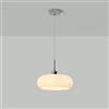 ALDDPWE Lampadario classico in vetro bianco latte nordico Lampadario classico moderno di metà secolo Lampada a sospensione circolare cromata vintage Lampada a sospensione a tamburo costiero per cucina Isola