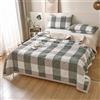 Surwin Copriletto Trapuntato a Quadri Vintage per Estivo Primaverile, Trapunta in Microfibra Morbido Leggera Trapuntino Multiuso per Letto Singolo, Letto Matrimoniale (Verde Grigio,150x200cm)
