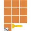 Hixingo Piastrelle Adesive Cucina Bagno, 20 Pezzi Mattonelle Adesive Cucina Piastrelle Bagno Adesivi PVC Pannelli Decorativi Tinta Unita per Mobili e Pareti (Arancione,20x20cm)