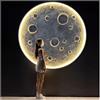 GRRICEPL Lampada da Parete Moderna A Luna Dimmerabile, Luna Tridimensionale in Rilievo per Lo Sfondo della Parete D'ingresso, Lampada da Parete Dimmerabile con Telecomando A Tre Colori(100cm)