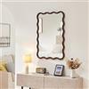 [en.casa] Specchio da Parete con Cornice Ondulata Montaggio Verticale e Orizzontale Specchio Decorativo per Ingresso Soggiorno Camera da Letto 90x60 cm Marrone Scuro