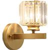 ChaoZan Lampada Da Parete Interno Moderno Vintage Cristallo, Creativo Metallo Applique Da Parete, Lampada A Muro Lampada Da Comodino Luce Della Camera Da Letto Soggiorno Corridoio,D'oro,E27
