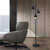 lux.pro Lampada da Terra Alta 154 cm Piantana in Metallo con 3 Paralumi Conici Girevoli Lampada a Stelo per Soggiorno Ufficio - Nero