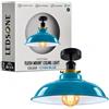 LEDSone Lampada da soffitto retrò vintage con rosone e portalampada in metallo retrò antico Edison E27 IP20 Lampada a vite cablata (Azzurro chiaro)