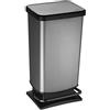 Rotho Paso Pattumiera 40l con Pedale e Coperchio, Plastica PP senza BPA, Grigio (Carbonio), 35.3 x 29.5 x 67.6 cm