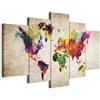 murando - Quadro Mappamondo Colorato 225x112.5 cm 5 Pezzi - Stampa su Tela con Struttura - Quadri Componibili Moderni Soggiorno Grandi - Planisfero da Parete - Mappa del Mondo Astratta k-C-0083-b-m