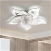 Caufloce Ventilatore Da Soffitto Con Luce E Telecomando, Silenzioso Lampadario Con Ventilatore Da Soffitto Dimmerabile A 6 Velocità Reversibile Lampadario Ventilatore Per Cucina, Soggiorno-White