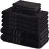 Lavea® Set di Asciugamani da 10 pezzi - 100% Spugna di Cotone - 4 Asciugamani Viso, 2 Teli doccia, 2 Asciugamani Ospiti, 2 Lavette - per Casa Hotel Spa - Nero