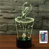 FLRXHK Lampada notturna a LED con illusione 3D a forma di ballerina, lampada da tavolo con telecomando, 16 colori, luce notturna a LED ottica, decorazione per la stanza dei bambini